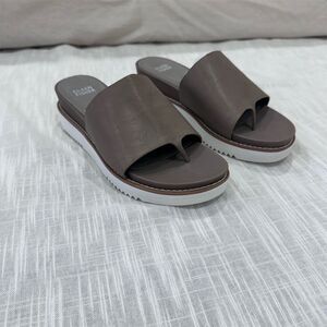 Eileen Fisher Tumbled Nubuck Leather Flatform Sandal Size 6.5